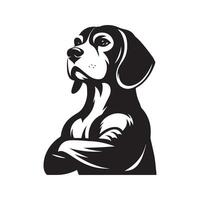 Beagle Dog - A Confident Beagle Dog face illustration in black and white vector