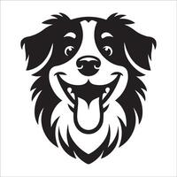 Australian Shepherd Dog - An Australian Shepherd Dog Cheerful face illustration in black and white vector