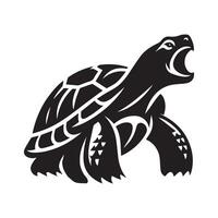 un Tortuga en un defensivo contorno diseño en negro y blanco vector