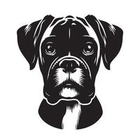 Boxer perro - un Boxer perro amoroso cara ilustración en negro y blanco vector