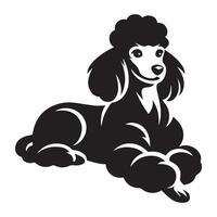 caniche perro - un relajado caniche perro cara ilustración en negro y blanco vector