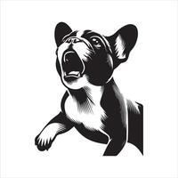 illustration of A Energetic French Bulldog in black and white vector