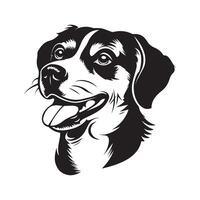 Beagle Dog Logo - A Blissful Beagle Dog face illustration in black and white vector