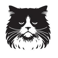 Ragdoll Cat Face - Bored Ragdoll cat illustration vector