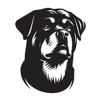 Rottweiler perro logo - un digno Rottweiler perro cara ilustración en negro y blanco vector