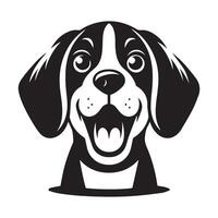 Beagle - A Excited Beagle face illustration in black and white vector