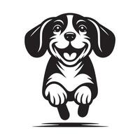 beagle perro - un alegre beagle perro cara ilustración en negro y blanco vector