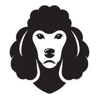 Poodle Dog - A Solemn Poodle Dog face illustration in black and white vector