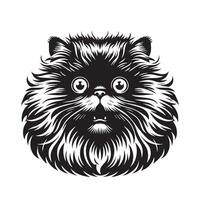 gato logo - un conmocionado persa gato cara negro y blanco en un blanco antecedentes vector