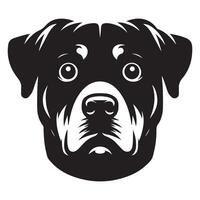 Rottweiler perro logo - un temeroso Rottweiler perro cara ilustración en negro y blanco vector