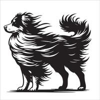 Australian Shepherd - An Australian Shepherd Dog Running illustration in black and white vector