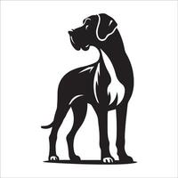 illustration of a Great Dane dog standing in black and white vector