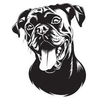 Boxer perro - un Boxer perro emocionado cara ilustración en negro y blanco vector