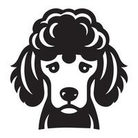 caniche perro - un melancólico caniche perro cara ilustración en negro y blanco vector