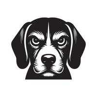 Dog silhouette - A Angry Beagle face illustration on a white background vector