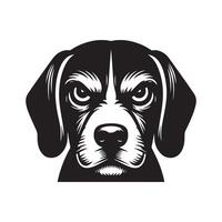 Dog silhouette - A Angry Beagle face illustration on a white background vector