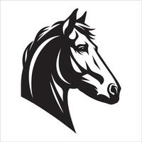 Horse Logo - Philosophical horse face illustration in black and white vector