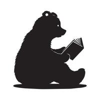 Bear silhouette - A Bear reading a book silhouette on a white background vector