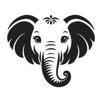 black and white Loving elephant face outline design vector