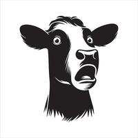 un sorprendido vaca con ojos amplio y boca ligeramente abierto ilustración vector