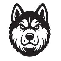 Dog - A Siberian Husky Dog Angry face illustration in black and white vector