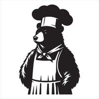 Bear chef logo- A chef Bear with a hat and apron logo concept vector