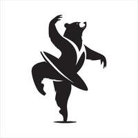 un oso ballet danza ilustración en negro y blanco vector