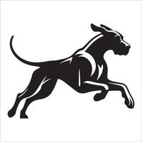 Prinillustration of a Great Dane dog jumping in black and white vector