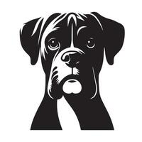 Boxer perro - un Boxer perro cariñoso cara ilustración en negro y blanco vector