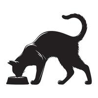 Cat silhouette - a drinking cat illustration on a white background vector