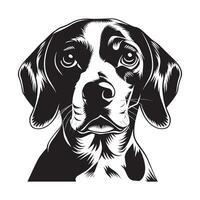 beagle perro logo - un cariñoso beagle perro cara ilustración en negro y blanco vector