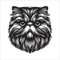 Cat Face - Persian cat face illustration in black and white vector