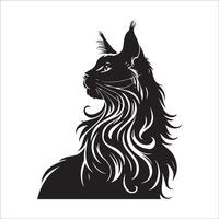 Elegant Maine Coon Cat face silhouette on a white background vector