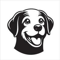 Labrador cara Arte - ilustración de un alegre Labrador perdiguero cara en negro y blanco vector