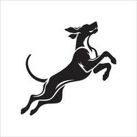 ilustración de un genial danés perro saltando en negro y blanco vector