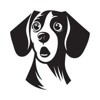 Beagle Dog - A Startled Beagle Dog illustration in black and white vector