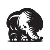 Elephant Face Art - Bashful elephant face illustration vector