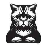 illustration of Melancholic American Shorthair Cat logo concept design vector