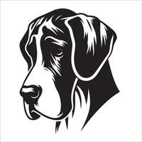 Great Dane Dog - A Great Dane Sad face illustration in black and white vector