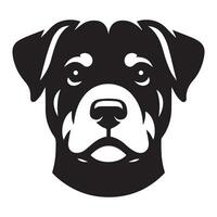 Rottweiler perro logo - un curioso Rottweiler perro cara ilustración en negro y blanco vector