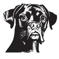 Boxer perro - un Boxer perro ansioso cara ilustración en negro y blanco vector