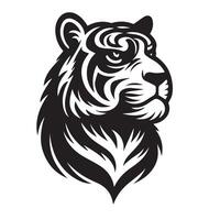 A haughty tiger face illustration in black and white vector