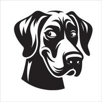 genial danés perro - un genial danés dañoso cara ilustración en negro y blanco vector