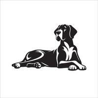 illustration of a Great Dane dog lying down in black and white vector