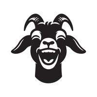 Goat - A laughing goat face illustration on a white background vector