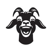 Goat - A laughing goat face illustration on a white background vector