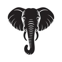 Relaxed elephant face silhouette on a white background vector