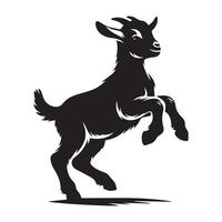 cabra logo - un joven cabra retozando silueta ilustración vector