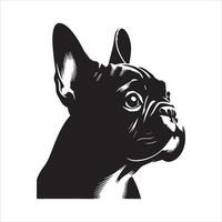 perro cara clipart - un anhelante francés buldog cara ilustración vector