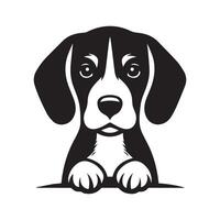 Beagle - A Curious Beagle face illustration in black and white vector